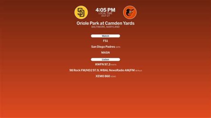 Live stream: Padres - Orioles 27 July 2024