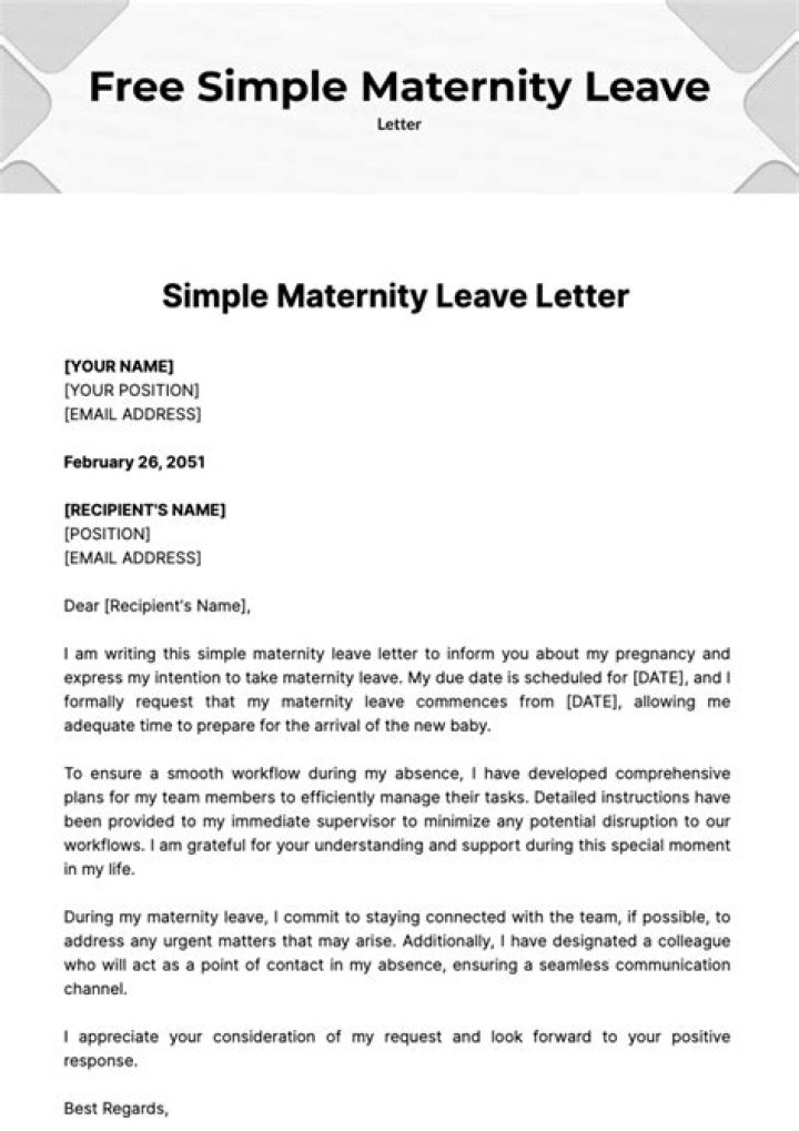 Maternity Leave Letter To Employee