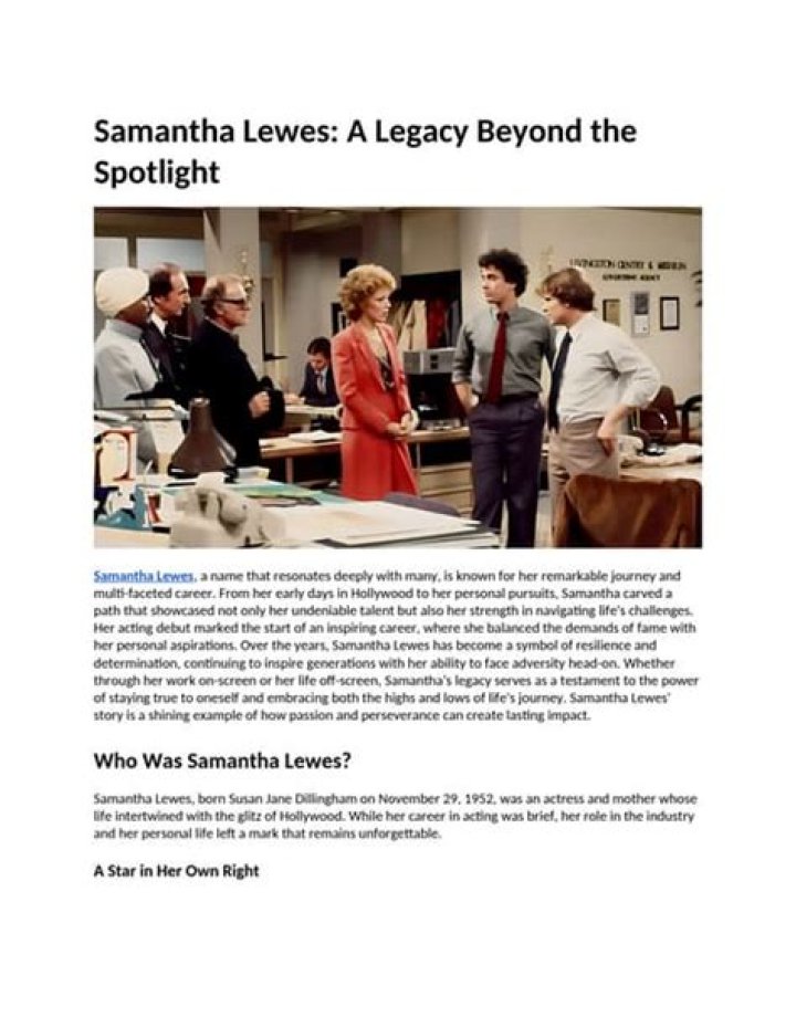 The Ultimate Guide To Samantha Lewes: Life And Legacy